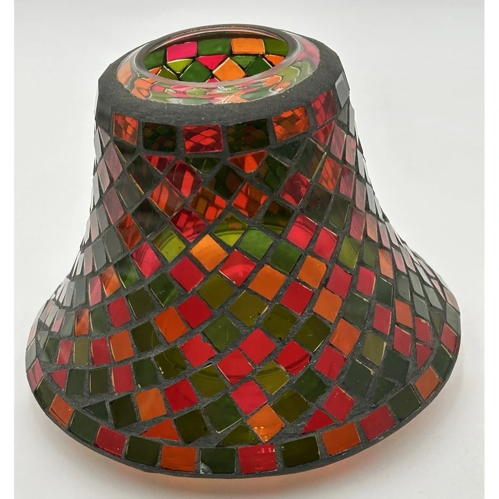 2012 Yankee Candle Mosaic Tile Shade and Plate Set‎ Holiday Colors